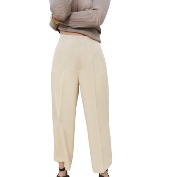 ZARA STRAIGHT FIT CULOTTE-STYLE TROUSERS Ecru SIZE M | 9929/125 - Picture 2 of 5